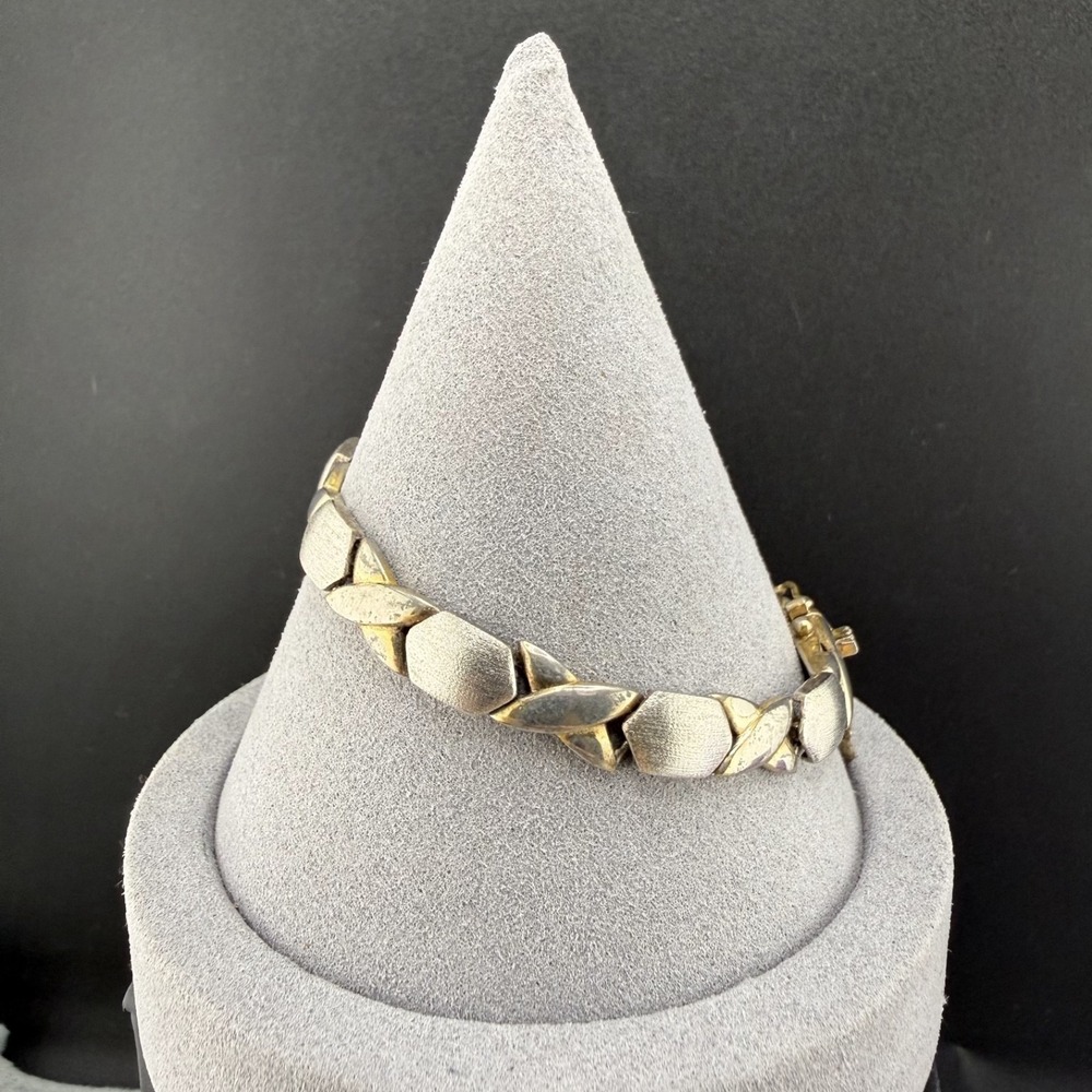 Vintage FAS Sterling Silver Bracelet XOXO Hugs and Kisses Signed 7"